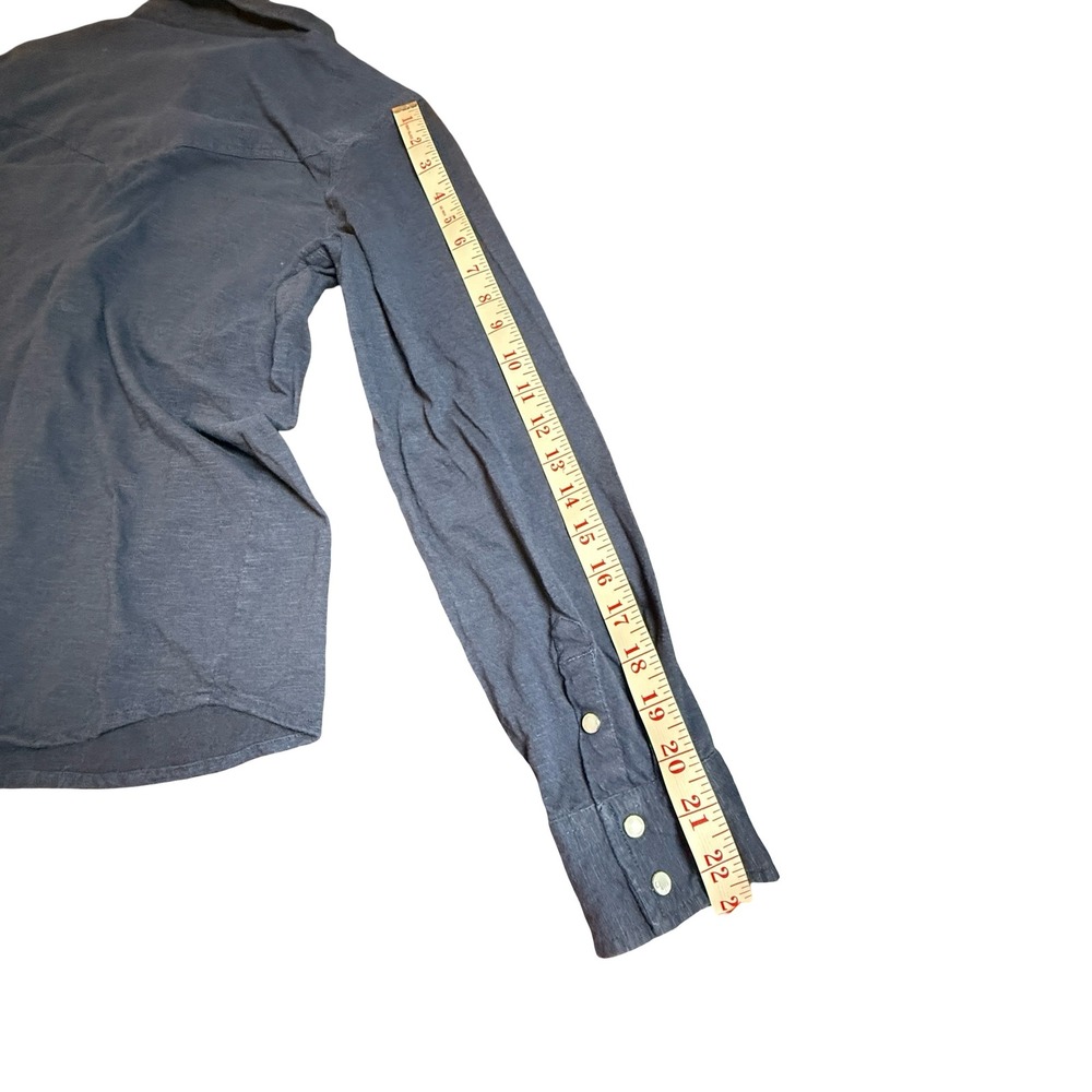Shyanne Womens Western Pearl Snap Shirt Navy Cotton Long Sleeve Embroidered L - Picture 2 of 11